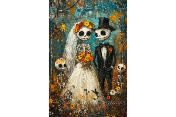 A Spirited Celebration: The Skeleton Family Wedding Canvas