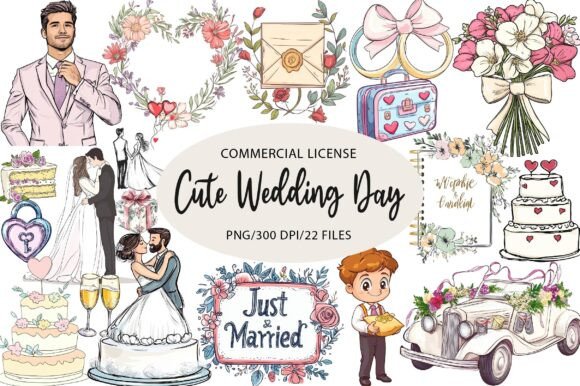 Cute Wedding Day Clipart: Designs for Your Special Projects
