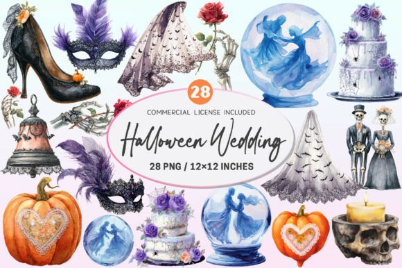 Design a Spooky and Sophisticated Celebration with Halloween Wedding Clipart