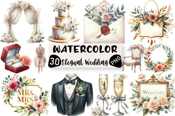 Elegant Wedding Sublimation Clipart for Timeless Creations