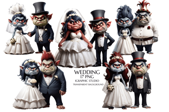 Grumpy Wedding Troll Clipart: Unconventional Charm for Your Designs