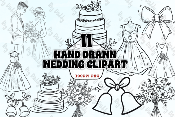 Hand Drawn Wedding Clipart PNG: Elevate Your Designs with Authentic Charm