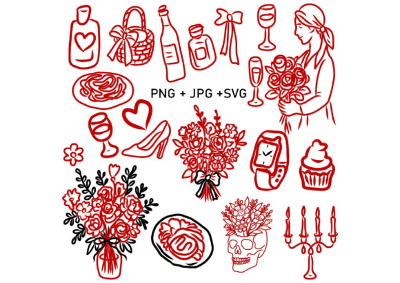 Hand Drawn Wedding Floral SVG Clipart: Elegant Design Assets