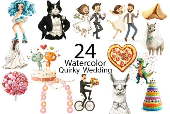Quirky Wedding Watercolor Clipart: Your New Secret Weapon
