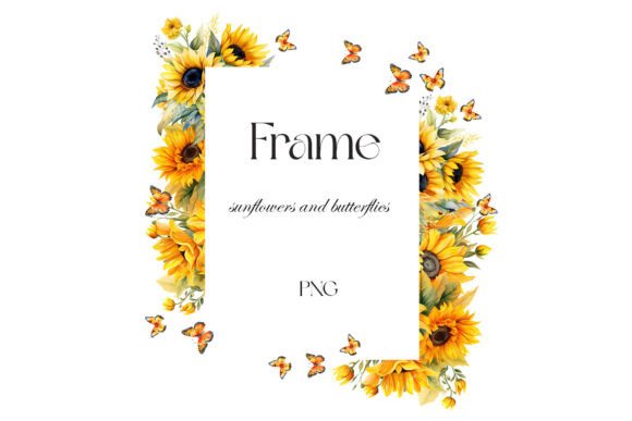 Sunflowers Wedding Frame: Watercolor Beauty for Every Project