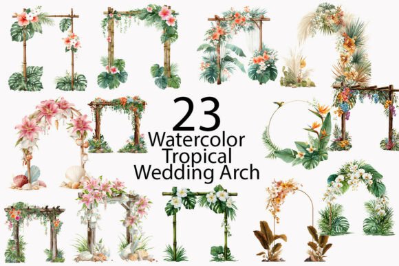 Watercolor Tropical Wedding Arch: A Design Asset for Every Occasion
